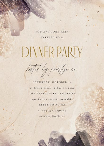 Glitter texture - dinner party invitation