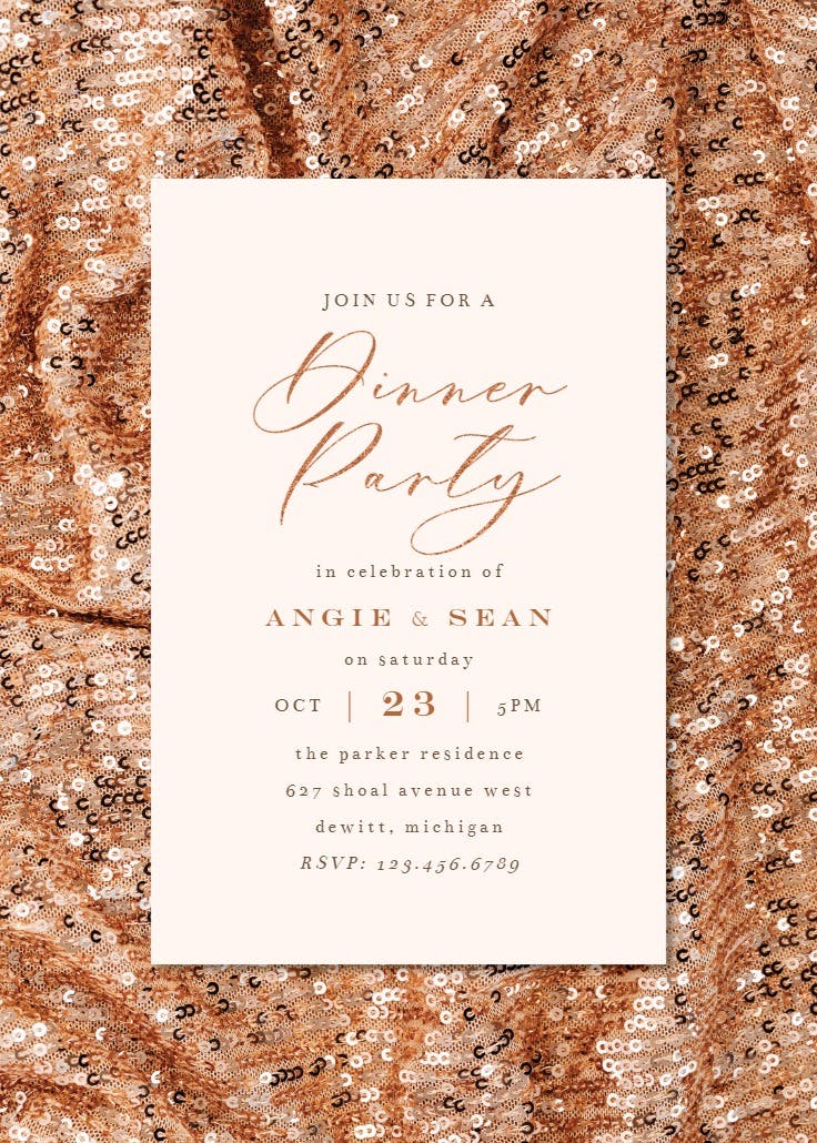 Glittery sequins - dinner party invitation