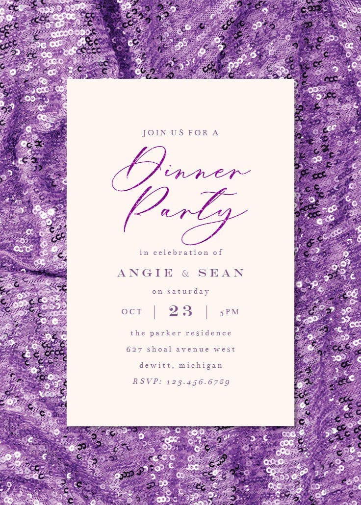 Glittery sequins - dinner party invitation