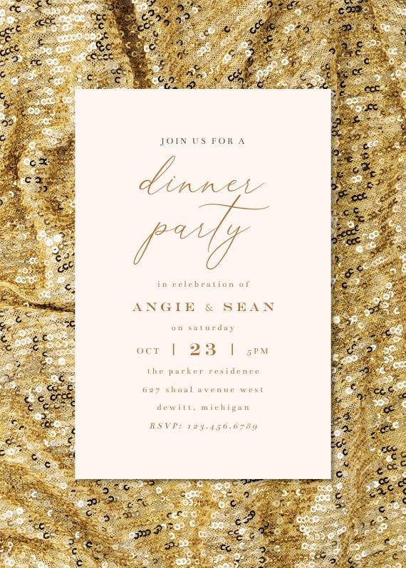 Glittery sequins - dinner party invitation