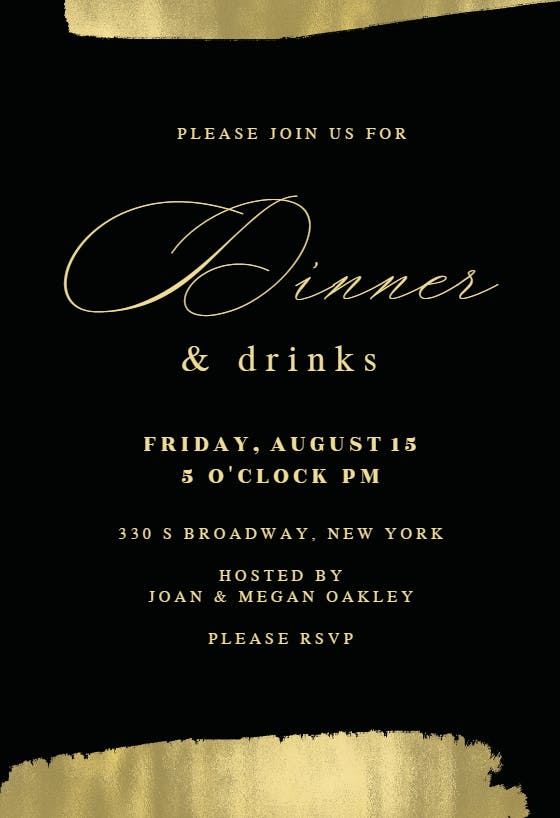 Golden brush strokes - dinner party invitation