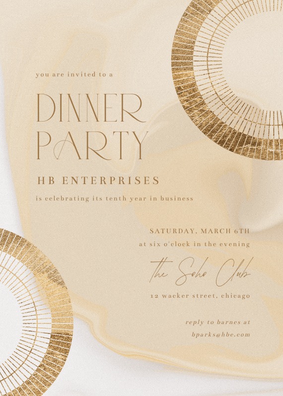 Golden Dust - Dinner Party Invitation Template | Greetings Island