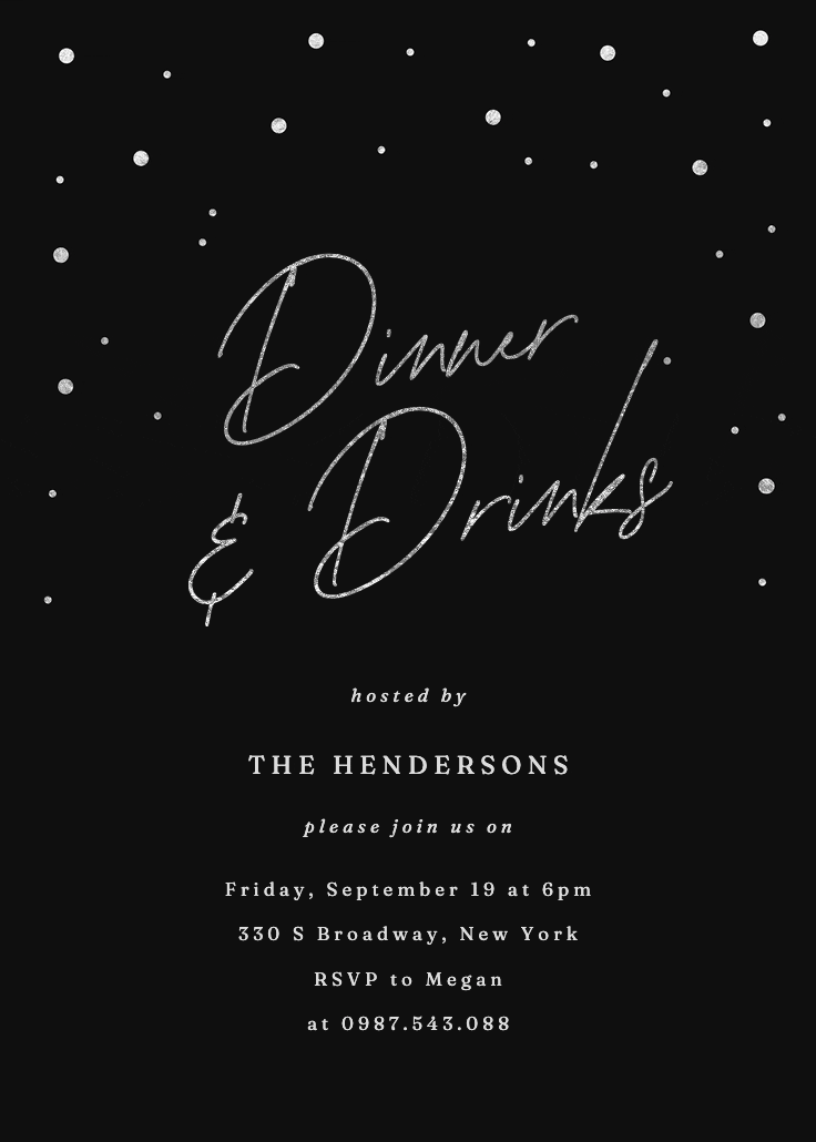 Golden flakes - dinner party invitation