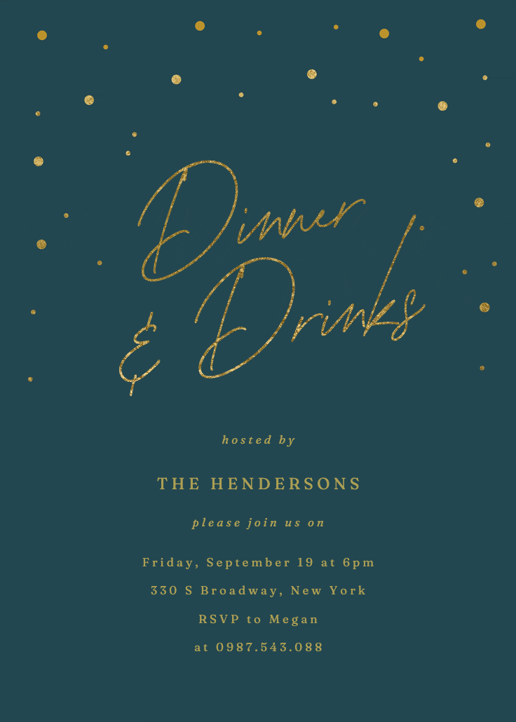 Golden flakes - dinner party invitation