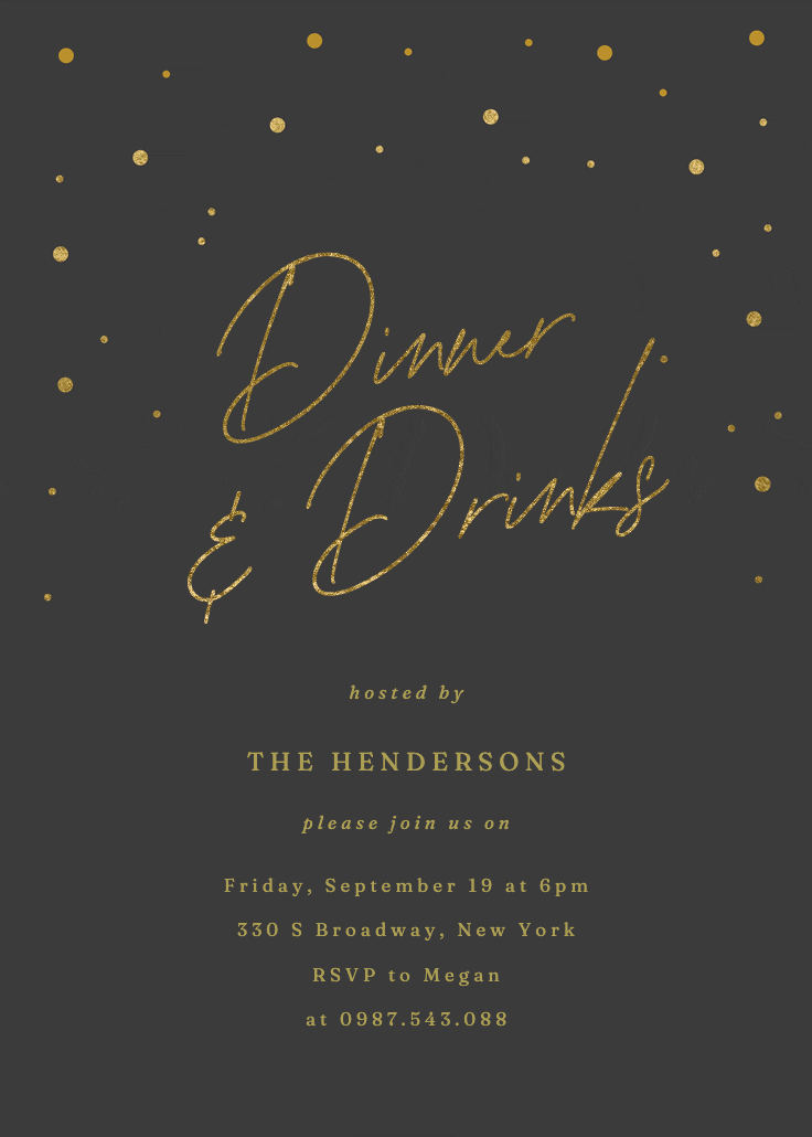 Golden flakes - dinner party invitation