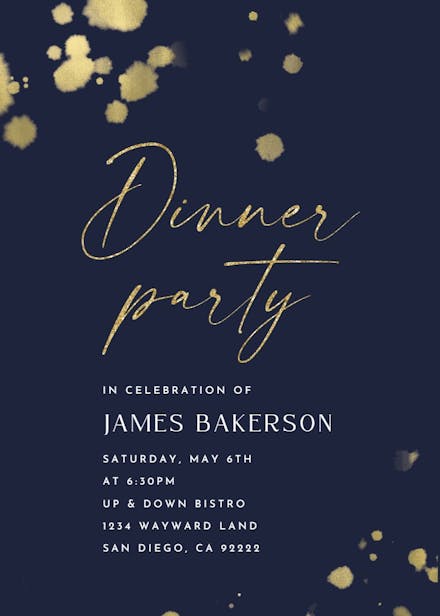 Golden paint spray - dinner party invitation