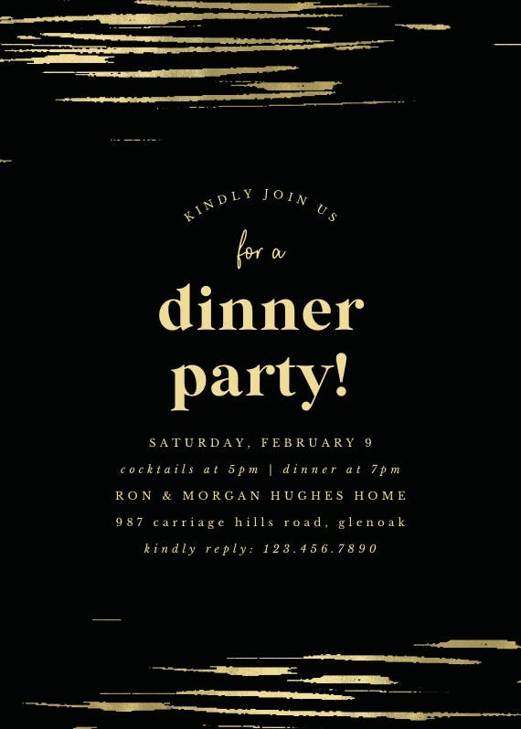 Golden strokes -  invitación para fiesta con cena