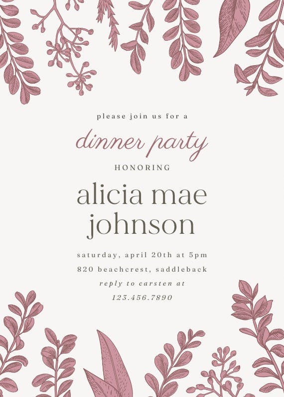 Graceful greenery - party invitation
