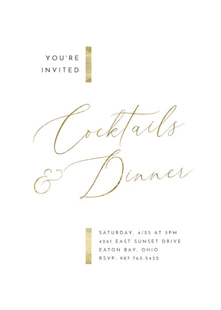Hints of gold - dinner party invitation