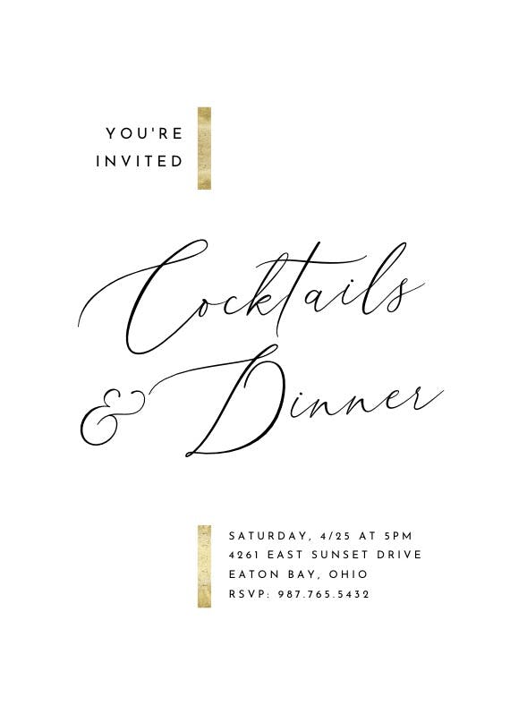 Hints of gold - dinner party invitation