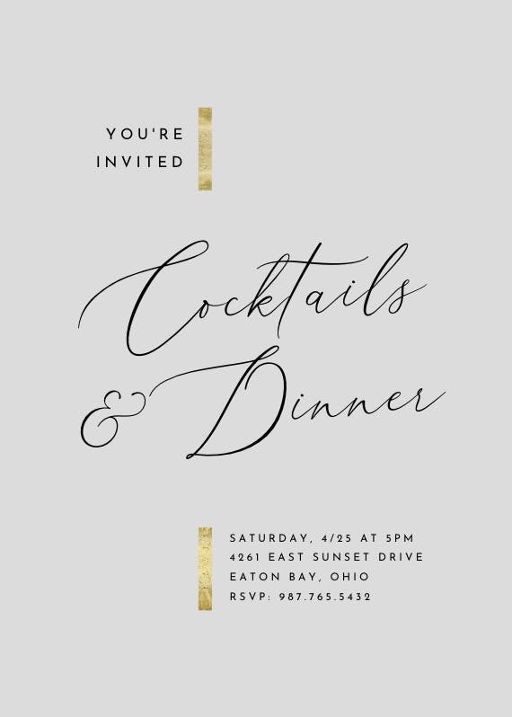 Hints of gold - dinner party invitation