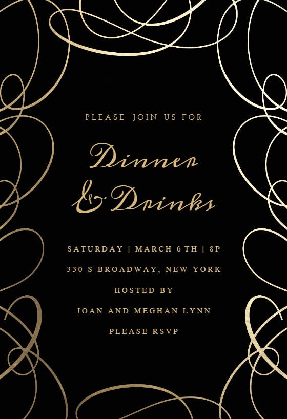 Intricate swirls - dinner party invitation