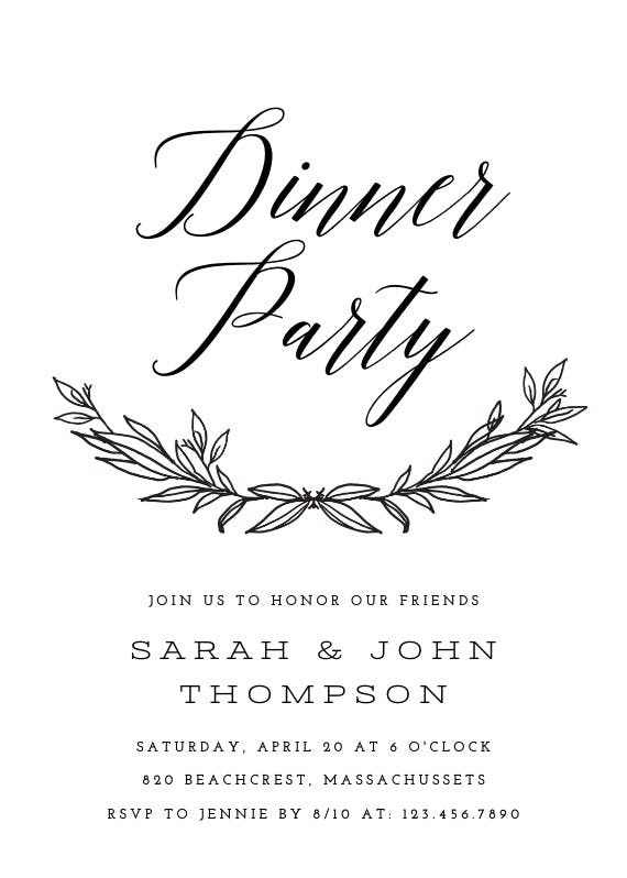 Kraft branches - dinner party invitation