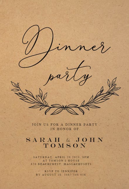 Kraft Branches - Invitación Para Fiesta Con Cena