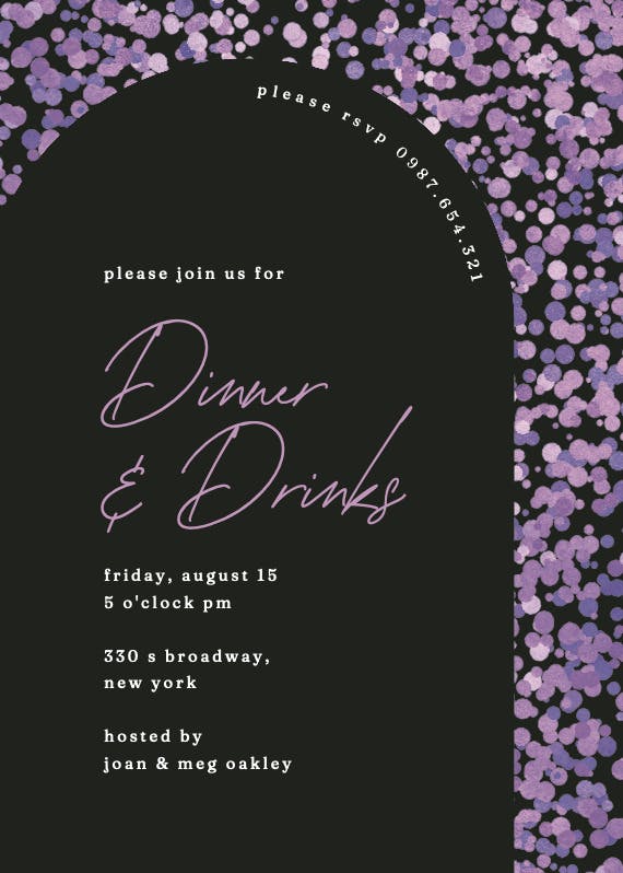 Lavender confetti - dinner party invitation