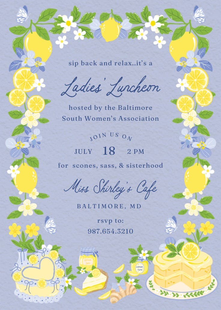 Lemons, ladies! - invitación para fiesta con cena