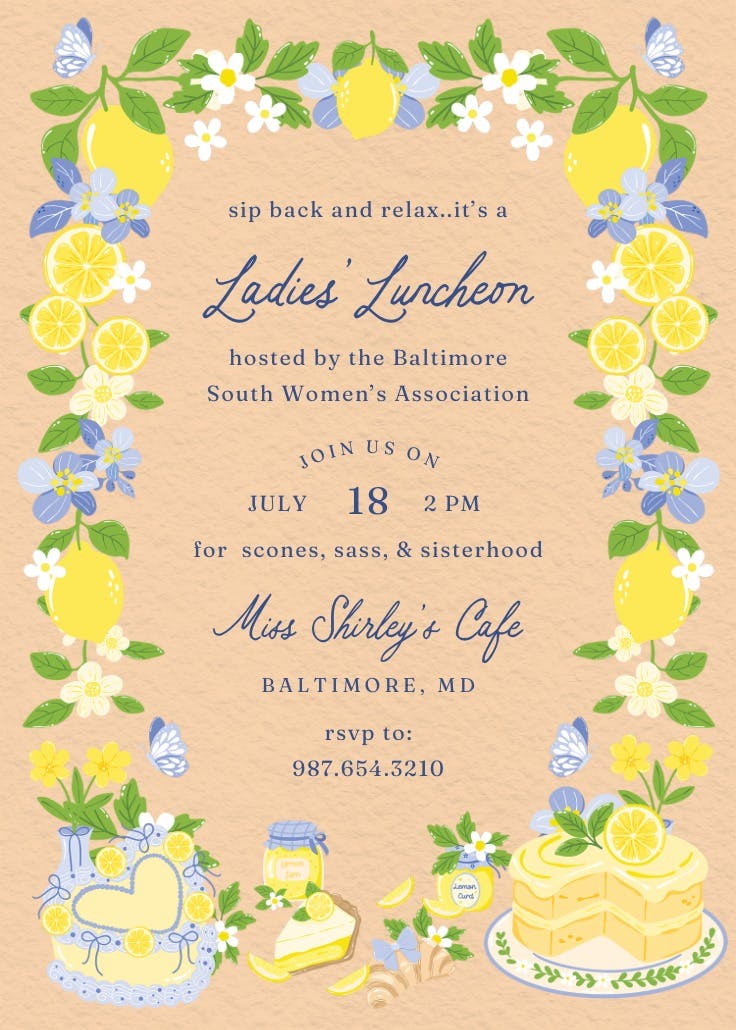 Lemons, ladies! - brunch & lunch invitation