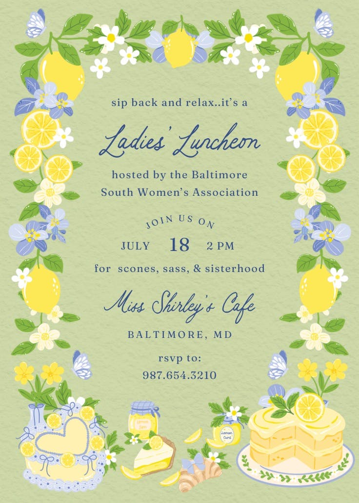 Lemons, ladies! - brunch & lunch invitation
