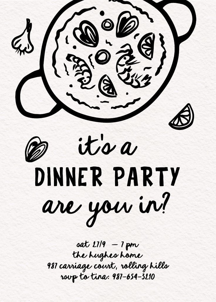 Let's dish it out - invitación para fiesta con cena