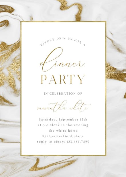 Marble frame - dinner party invitation