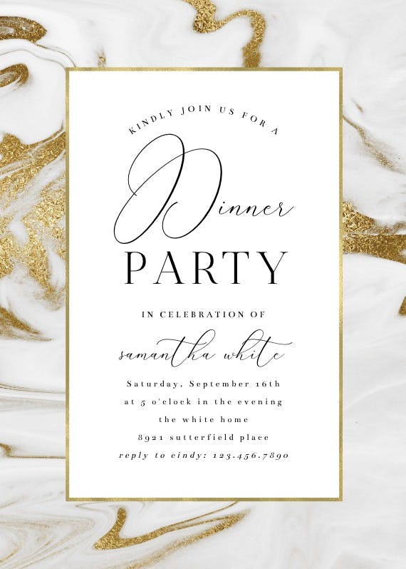 Marble frame - dinner party invitation