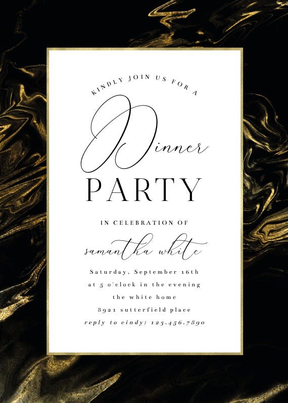 Marble frame - dinner party invitation