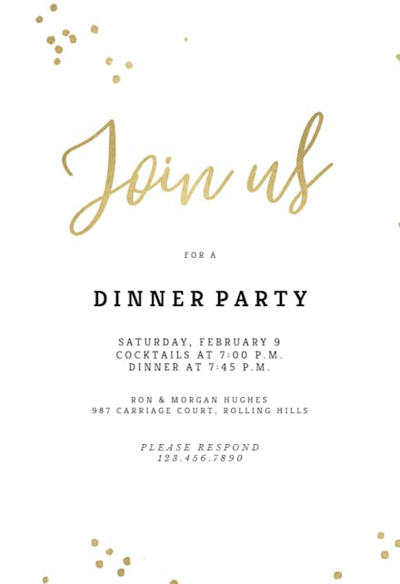 Minimal Confetti - Dinner Party Invitation Template (Free) | Greetings ...