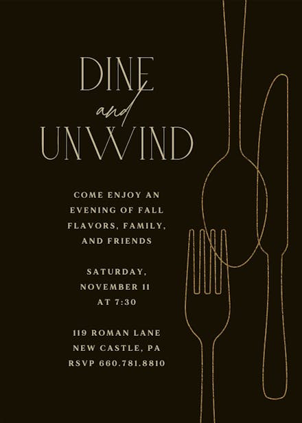 Minimalist Cutlery - Dinner Party Invitation Template | Greetings Island