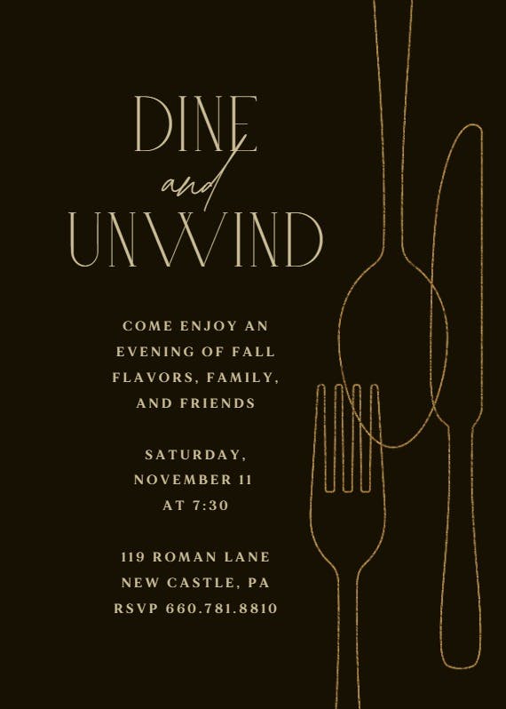 Minimalist cutlery - dinner party invitation