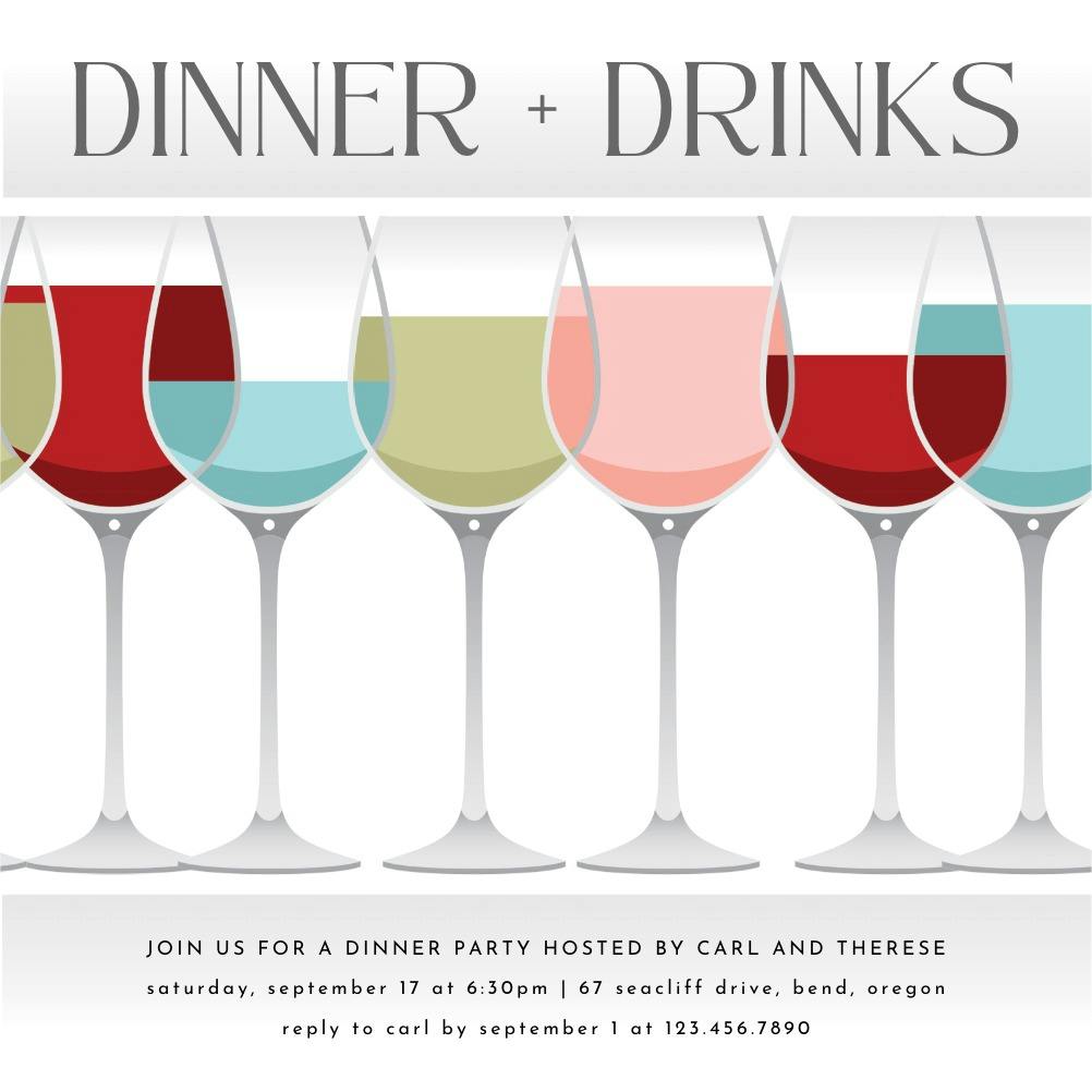 Mixed wine - dinner party invitation