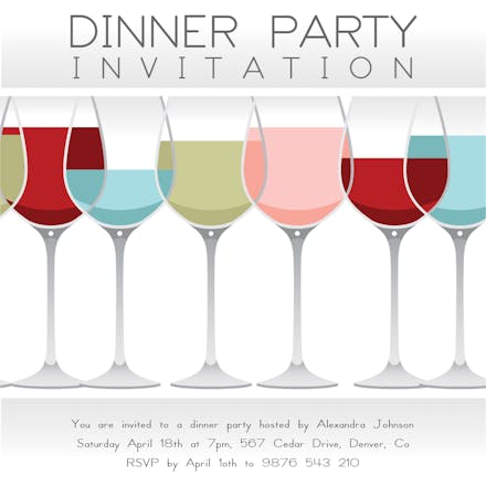 Mixed Wine - Invitación Para Fiesta Con Cena