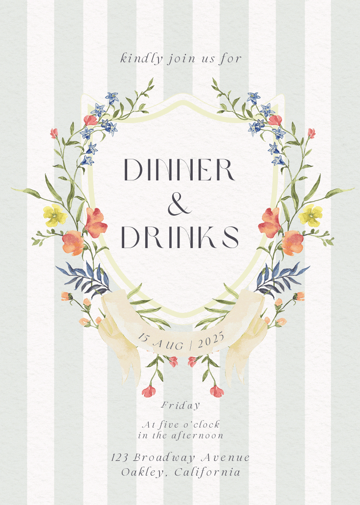 Ornate frame - invitación para fiesta con cena