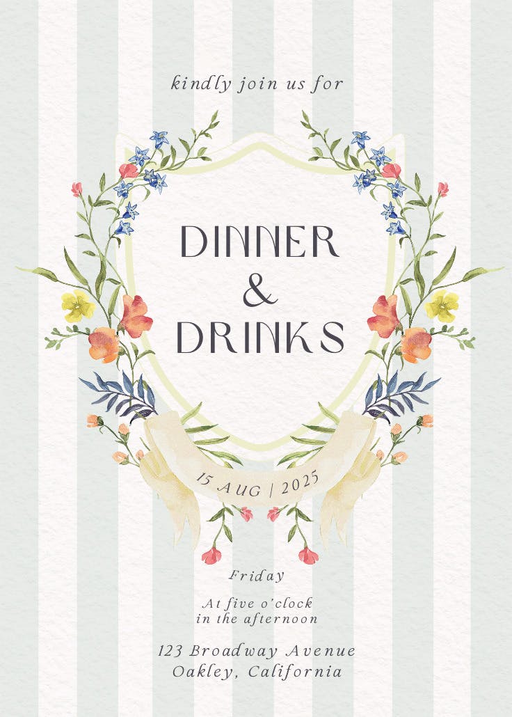 Ornate frame - dinner party invitation