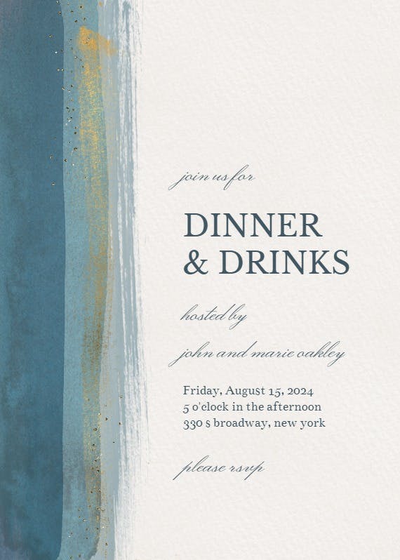 Paint and glitters -  invitación para fiesta con cena
