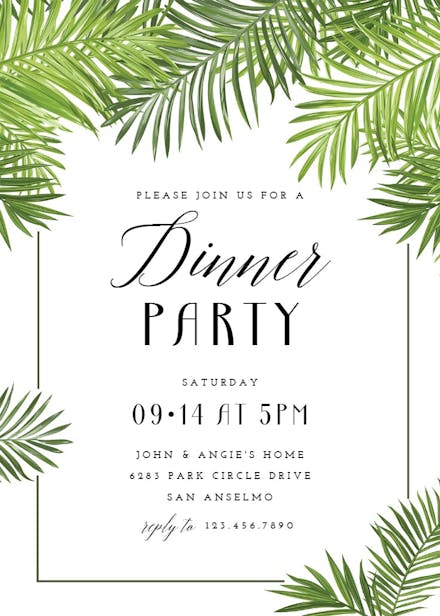 Palm leaves - dinner party invitation