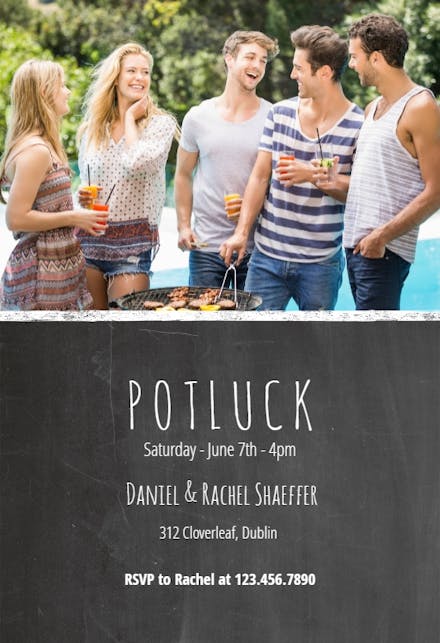 Photo and chalkboard - potluck invitation