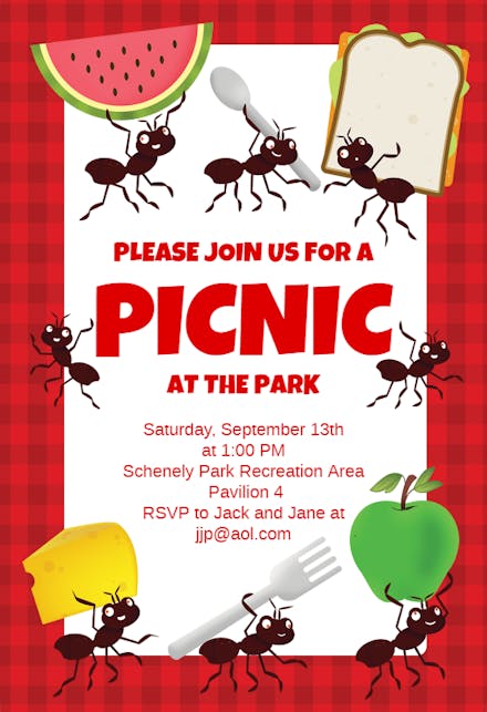 Picnic Party Bbq Party Invitation Template Free Greetings Island