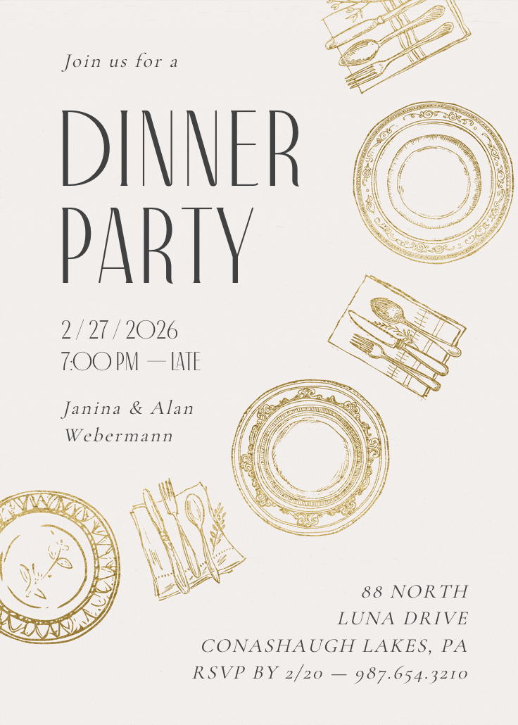 Place settings - dinner party invitation