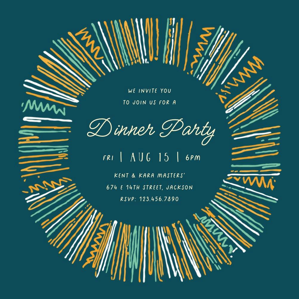 Radial lines - dinner party invitation