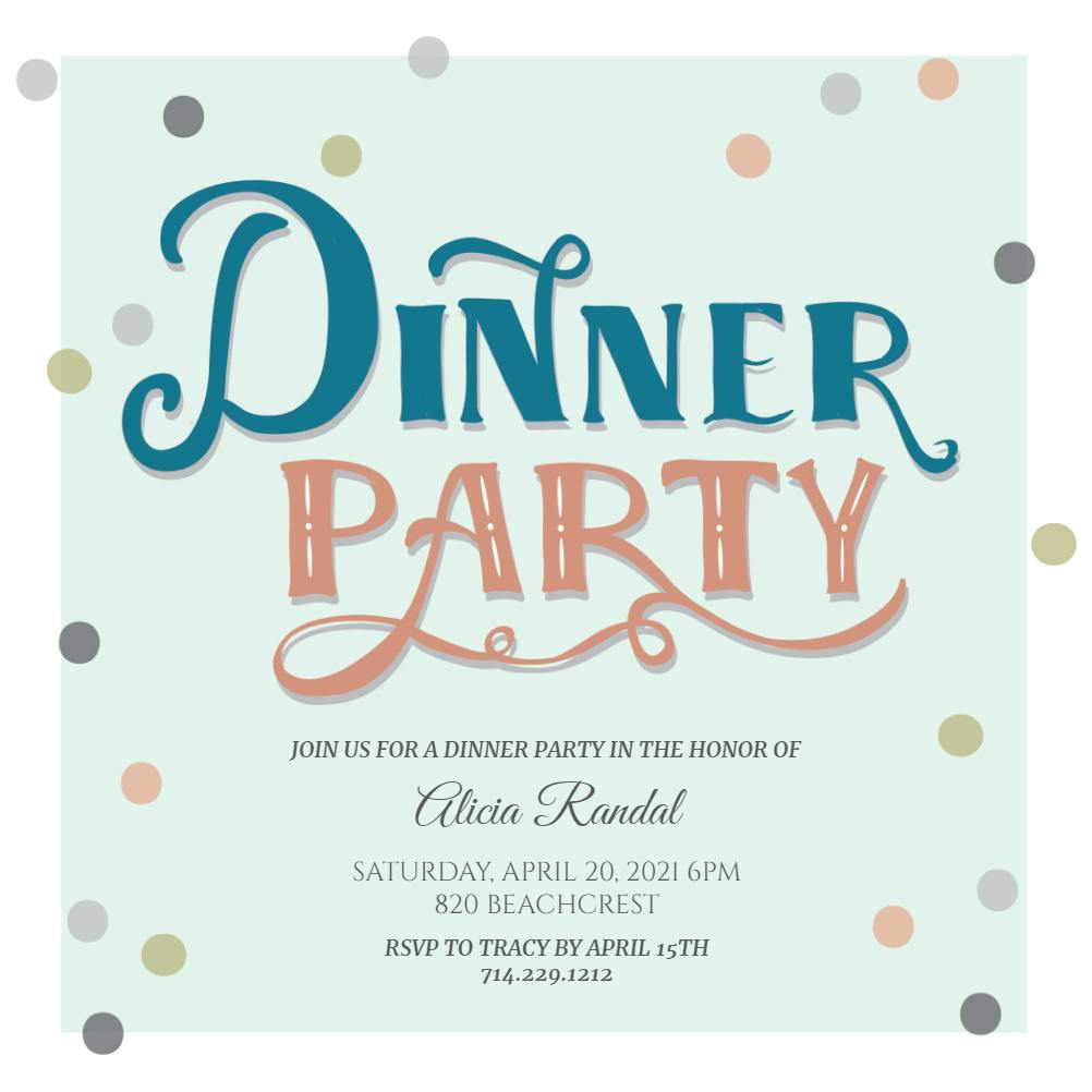 Random dinner dots -  invitación para fiesta con cena