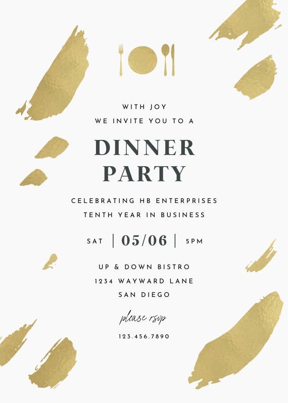 Random strokes - dinner party invitation