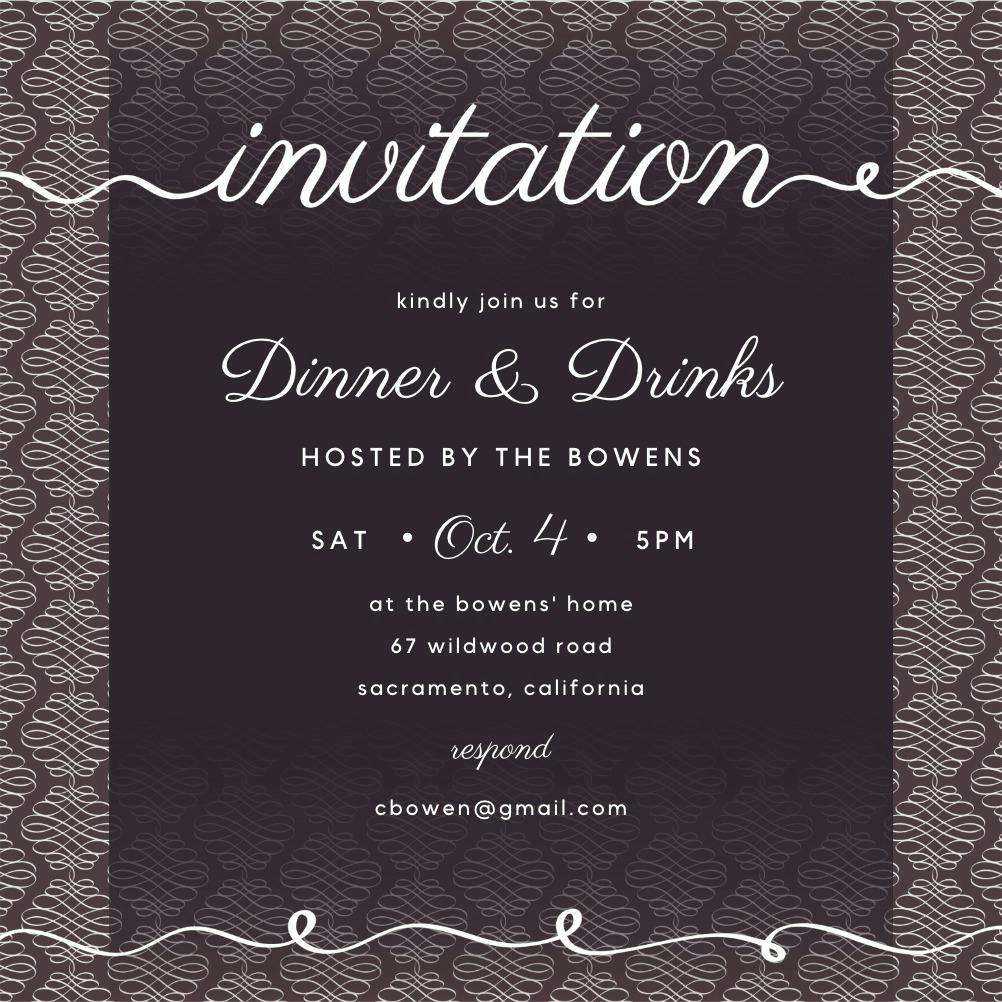 Ribbon writing - dinner party invitation