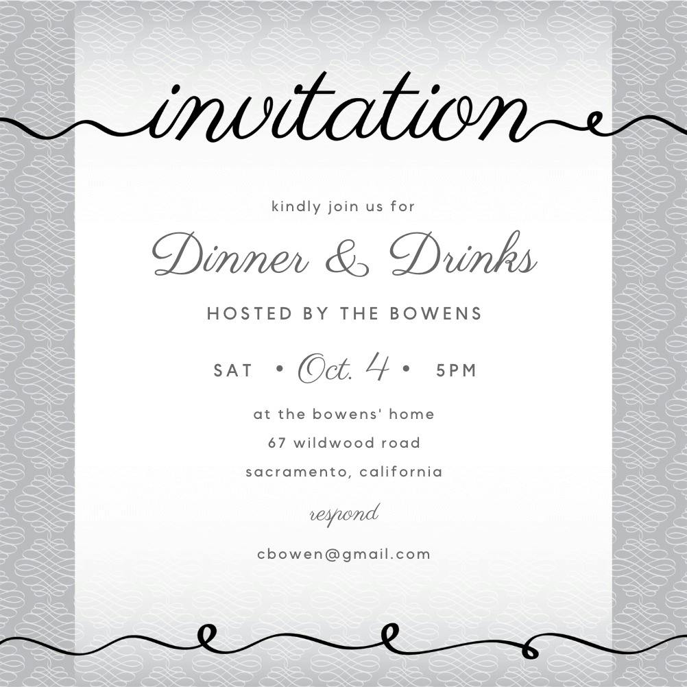 Ribbon writing - dinner party invitation