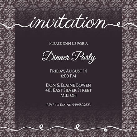 Ribbon Writing - Dinner Party Invitation Template (Free) | Greetings Island