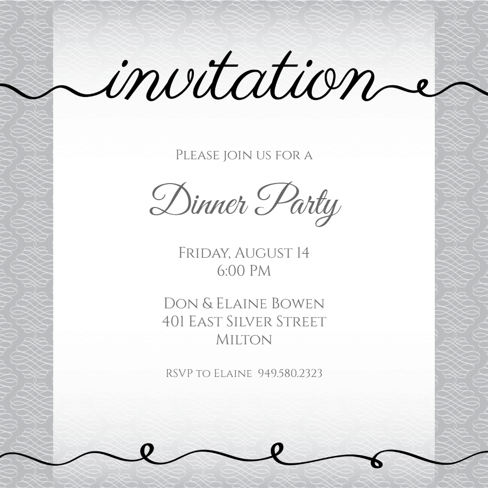 Ribbon Writing - Dinner Party Invitation Template (Free ...