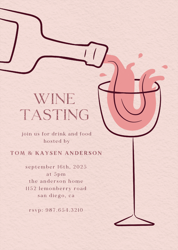 Rosé soirée - invitación para fiesta con cena