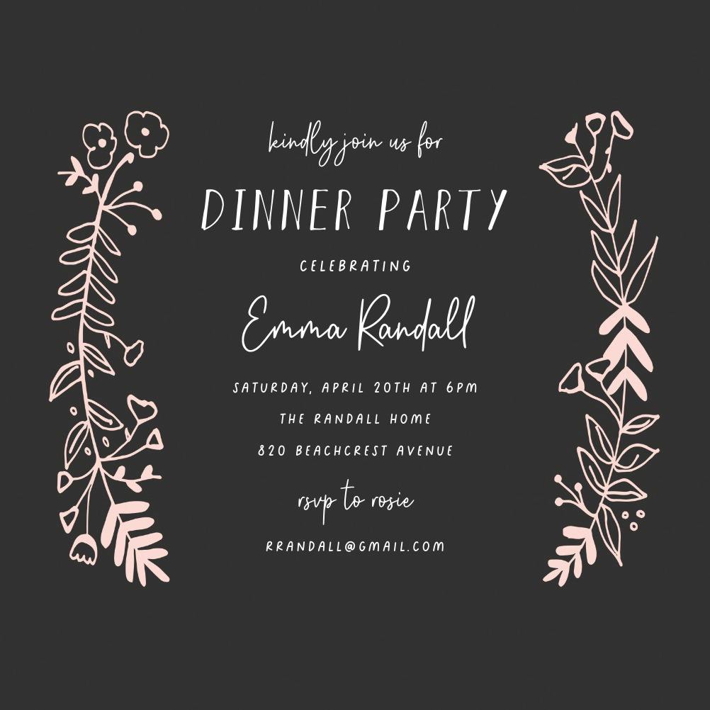 Side by side gold - dinner party invitation