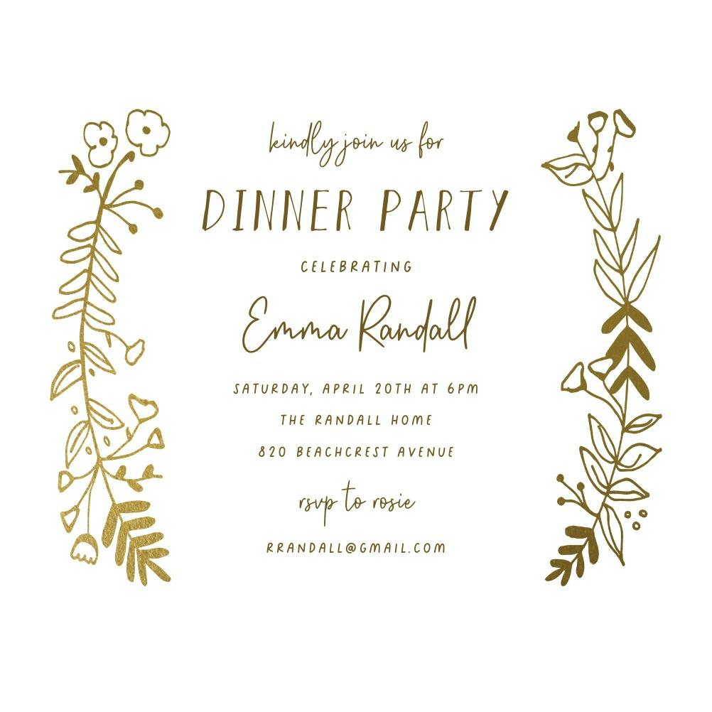 Side by side gold - dinner party invitation