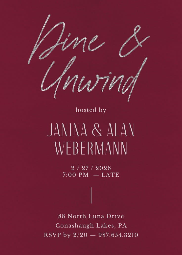 Silver memories - dinner party invitation