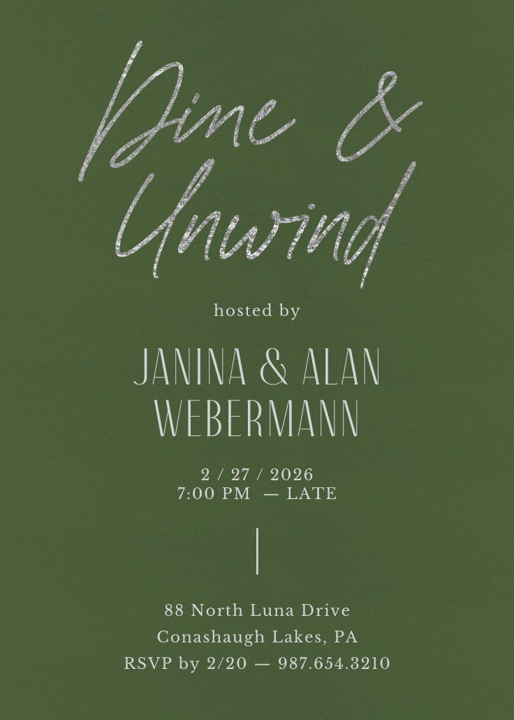 Silver memories - dinner party invitation